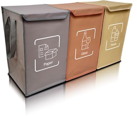 NYIKA Recycling System - Altglas Sammelbehälter - Pfandflaschen Aufbewahrung - Leergut Sammelbehälter - Mülltrennsystem 3fach - Mülltrennsystem - Altpapier Sammler (Cake)