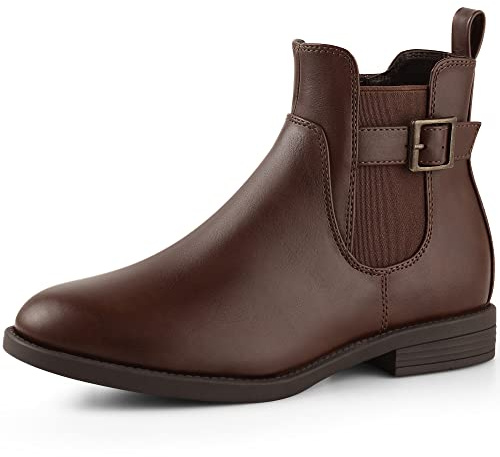 Harvest Land Womens Boots Ladies Comfortable Chelsea Boots Ankle Boots Stylish Classic Shoes side zip for Adults Zip Coffee UK8