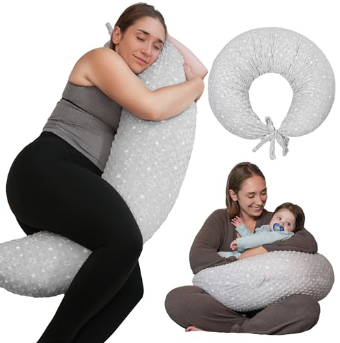 DancesCat 170CM Cuscino Gravidanza Sfoderabile, Cuscino Allattamento, Babycare Cuscino Gravidanza e Allattamento Neonato Multifunzionale, Cuscino per Gravidanza per Dormire