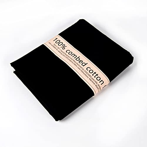 100% stoffa cotone, stoffa al metro, larghezza 150 cm, tessuto a tinta unita per realizzare Abbigliamento, Biancheria, Accessori Moda, Cuscini, Federe e Tende (Nero, 2 Yards)