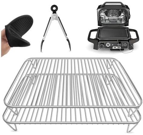 Haiwill 2 stycken grillgaller rostfritt stål för Ninja Woodfire elektrisk grill och rök, grilltillbehör kompatibel med Ninja Wood Fire OG701EU OG751EU 7-i-1-utomhusgrill, diskmaskinssäker