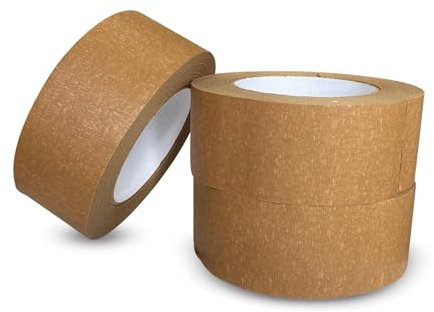 JeeJaan® 3 Rolls of Brown Paper Tape 50mm x 50m Heavy Duty Kraft Tape for Packaging Sealing Boxes and Parcel Wrapping Eco-Friendly Strong Adhesive Recyclable for Packing and Storage Use