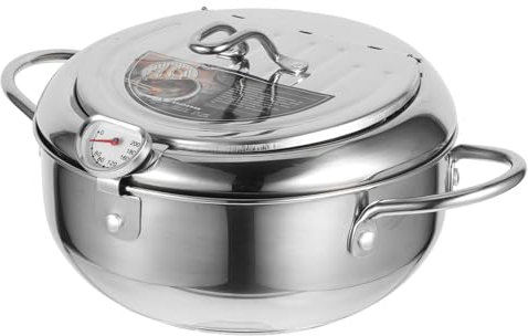 Hoement 1 Pc Freidora Sartén con Escurridor Freír En Casa Sartén Eléctrica Sartén Pequeña Olla con Tapa Olla Electrica Mini Sartén Profunda Minisartén Acero Inoxidable Golden