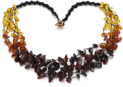 Collier d'ambre brut de la Baltique pour femme - Collier de perles naturelles faites à la main - Bijou en pierre véritable - Cadeau pour les femmes et les mères - Baltic Secret, 50 CM, Gemme, Ambre