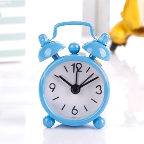 FACAIIO Sveglia analogica con movimento silenzioso e doppia campana in metallo per comodino, 6 cm, batteria inclusa
