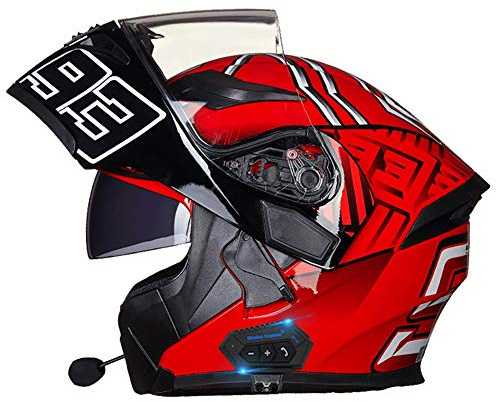 Bluetooth Integrated Modular Flip up Front Motorcycle Helmet Motorbike Crash Modular Helmet With Anti-Fog Dual Visors DOT/ECE Approved Noise Reducation for Men Women 54~63CM