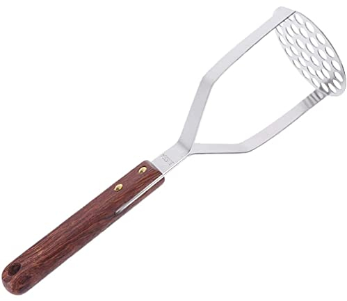 MAGICVOGEL Küchenstampfer Kartoffelstampfer mit Holzgriff Kartoffelpresse Obststampfer Kartoffelbrei Kartoffelpüree Stampfer 28x8cm (1)