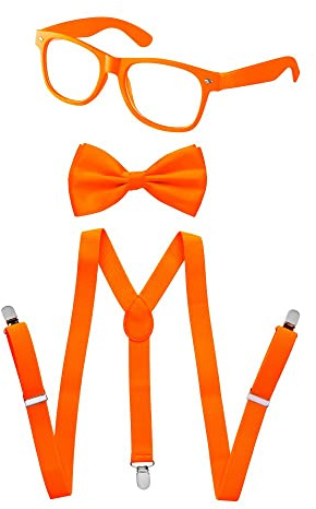 Dress Up America Bow Tie and Suspenders Set - Bow, Glasses & Suspenders for Boys and Girls, Party Accessories Adults & Kids