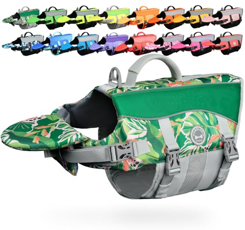 VIVAGLORY Chaleco Salvavidas para Perros con Flotador Frontal Removible, Chaleco Salvavidas con Detalles Reflectantes y Acolchado Extra para Nadar y Navegar, Floral, XXS