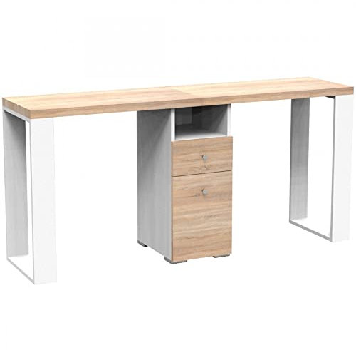 MELCAP Maniküre-Tisch mit zwei Positionen aus Eichenholz und Weiß