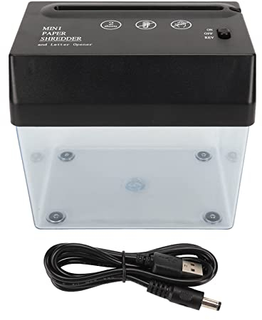 Mini Desktop Paper Shredder, USB Electric A4 A6 Paper Shredder, Universal Strip Paper Cutting Machine for Office School Home Paper,Bills,Receipts, with Paper Basket