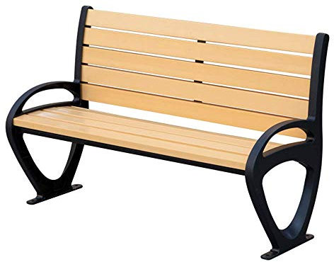 Utomhus trädgårdsbänk terrass sittplatser, park väderbeständig plast lamell veranda bänkar, rostsäker och hållbar gjuten aluminium ram balkong bänk, utemöbler metall matbord och stol