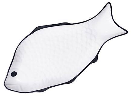 HOMSFOU Groß Kuchenteller Gedämpfter Fischteller In Fischform Obsttablett Grillpfanne Für Den Ofen tablett Weißes Geschirr Servierplatte Fischförmiger Teller Restaurantteller Gedämpfter