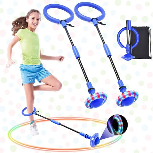 Shine Bola de Salto de Tobillo, Plegable Anillo de Salto Intermitente, Colorida Flash Bola de Salto, Pelota de Salto Deportiva, Colorida Anillo de Salto de Tobillo, Flash LED Saltar Bola para Niños