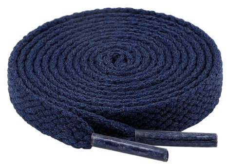 riemot Flache Schnürsenkel 1 Paar reißfest 8mm Breit Schuhbänder Ersatz Sport Shoe laces für Sneaker Sportschuhe, Laufschuhe, Erwachsenenschuhe, Kindschuhe - Marineblau, 100cm
