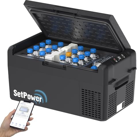 Setpower 12 V Kylskåp 21 Quart Bärbar Frys 50 Timmars Backup-Kylning, Elektrisk Kylare för Fordon Bilkylskåp 12 V Bärbart Kylskåp för Bil Camping Lastbil Skåpbil SUV Bilresa RF20