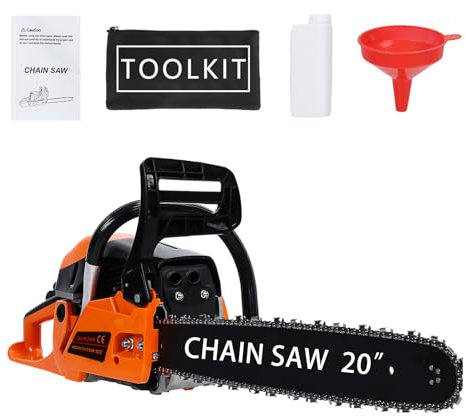 ymtiolze Tronçonneuse à gaz de 20 pouces, scie à chaîne à essence 58CC 2 temps, tronçonneuse portative sans fil, scie forestière haute puissance pour la coupe du bois et la taille des arbres O