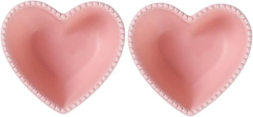 Ceramic steaming bowl，2pcs Heart Dessert Bowl Banana Pudding Cups Heart Dish Fruit Bowls Small Condiment Bowls Creative Snack Bowls Heart-shaped Dessert Bowls Ice Cream Bowls Heart Shaped Bowl Ceramic