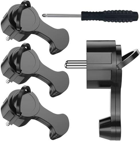 [4 Stück] Elektrische Schuko Stecker, Extraflach Schutzkontakt Winkelstecker mit Klappgriff, 250V 16A für Kabel bis 3x1,5 mm² Flachstecker Eurostecker, Schwarz