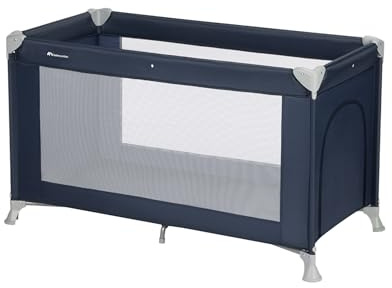 Bebeconfort Sweet Dreams, resesäng, 0–3 år (0–15 kg), lättviktig barnsäng redo för resor, stor vadderad madrass, sidoingång, enkel kompakt hopfällning, med bärhandtag, Navy Blue