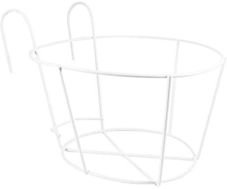 WEKADRIN 2PCS Durable Iron Plant Pot Holder with Creative Hollow Design for Balcony and Garden White Flowerpot Shelf for Wall and Windowsill Decoration