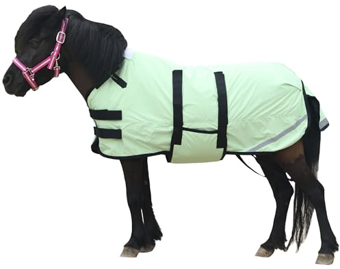 Leberna Coperta invernale per puledro e mini cavallo, 300D, traspirante, in miniatura, con fascia per il ventre (imbottitura da 150 g) (verde erba, S (60,5 - 90 cm)