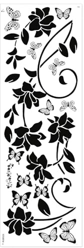 Black Flowers Vines Bathroom Wall Stickers Vinyl Peel and Stick Wall Decor for Shower Door Decals Removable Walls Sticker for Bathroom Living Room Bedroom Home Art Decoration