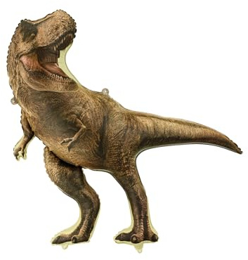 Globo de aluminio T-Rex 92 x 98 cm, marrón, globo XXL para helio o aire, para fiestas, cumpleaños infantiles, globos de aluminio para decoración de cumpleaños
