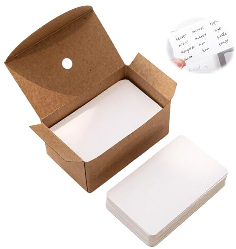 200 st personligt visitkort i vitt kraftpapper, tomt kort för att skriva ett ord, flashkort och tomt kortspel, 8,5 x 5,5 cm, personligt visitkort för skrivbord och meddelande