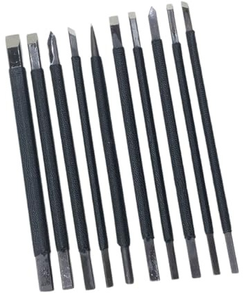 WOFASHPURET Kit de 10 Piezas para Tallar Piedra, Herramienta Manual de Grabado de Acero de Tungsteno, Buril para Escultura de Sellos y Artesanías, Adecuado para Manualidades y Tallado