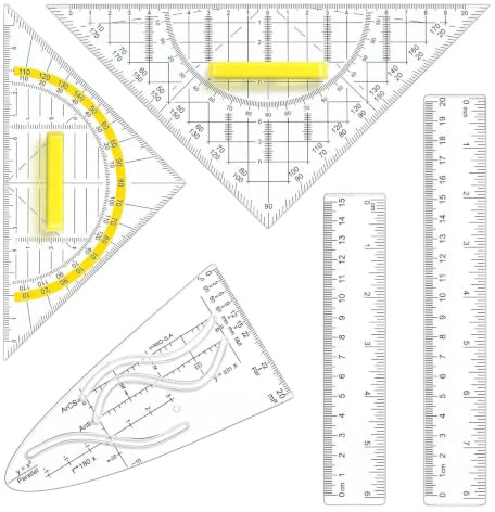 Parabelschablon geotriangel med handtag linjal set för teknisk ritning arkitektur skola matematik