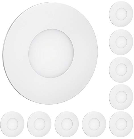 ledscom.de 10 pièces Lumière d'escalier LED/lampe murale encastrée FEX pour l'intérieur et l'extérieur, ronde, 85mm Ø, blanc chaud