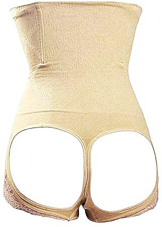 Alza glutei Femmina - Donna - alza sedere - Pancera contenitiva - slip - mutande - snellente - tanga modellante - merletto - Vita Alta - Misura xl - beige - Idea Regalo originale - xxl