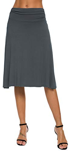 Donna Elegante Casual Elastico Midi Yoga Gonna Piega Media Vita Svasato A-Line Gonna
