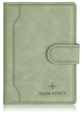 Toctax Protege Passeport Francais, Pochette Passeport Cuir Artificiel, Passeport éTui, Pochette Document Voyage pour Billet Avion, Carte de CréDit, Carte Bancaire, 14,8cm*11cm（Vert）