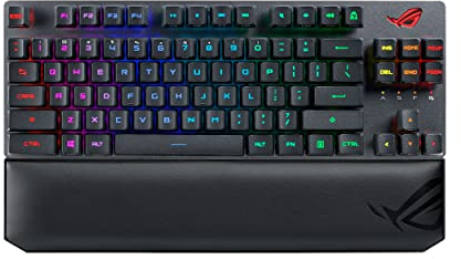 ASUS ROG Strix Scope RX TKL Wireless Deluxe - Gaming-tangentbord för FPS (ROG RX Red-optisk-mekaniska brytare, Triple Connectivity, PBT-tangenter, Aura Sync RGB) Svart - QWERTY svenska