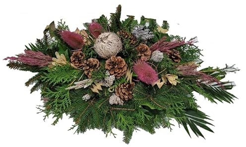 Gesteck mit Tanne -Allerheiligen Grabspange Winter Friedhof-