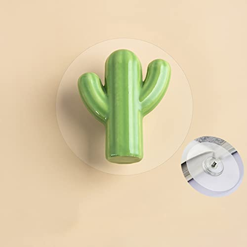 2pcs Boutons Porte pour Enfants auto-adhésif,Poignées D'armoire en porcelaine Céramique Poignet de Placard autocollant,Tirage de Meubles pour Tiroir,Armoires,Cuisine,Salon (D,Green)