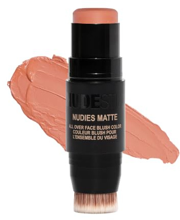 Nudestix Nudies Blush Stick – 3-in-1 Cream Blush for Cheeks, Eyes & Lips with Built-In Brush | Soft Matte Finish for a Natural Flush | In The Nude