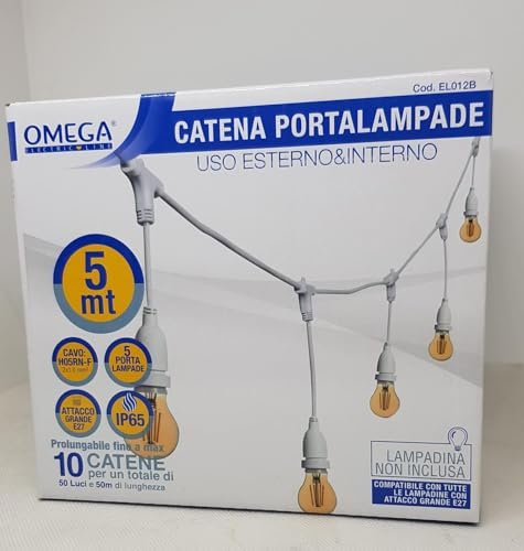 catena luminosa bianca uso interno e esterno 5mt prolungabile