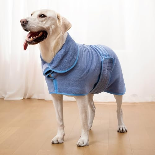 Zorela Hundebademantel, Superweicher Bademantel Hund aus Korallenvlies, Hunde Bademantel Hundehandtuch Extra Saugfähig für nach dem Bad, Strand, Pool