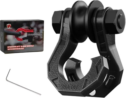 AMBULL D-Ring Split Shackle with Snatch Block, 3/4 Split Shackles with Snatch Block Pulley, Heavy Duty Shackle for Tow Winch, Pulley for Recovery