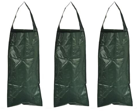 SRJQXH Saco para Plantas 3 Piezas Bolsas para Plantar Colgante Vertical Bolsa Cultivo Flores Transpirable 10 Orificios Adecuado para Fresas, Tomates y Plantas Hortalizas (Verde Oscuro)