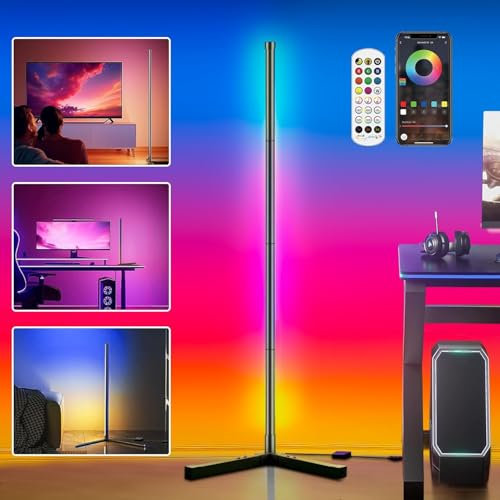 Epicflare LED Stehlampe LED Stehlampe Wohnzimmer 165cm mit Fernbedienung und APP DIY-Modus 16 Millionen Farben 200+ Szenenmodi Musikmodi & Timing-Funktion für Wohnzimmer Schlafzimmer Spielzimme
