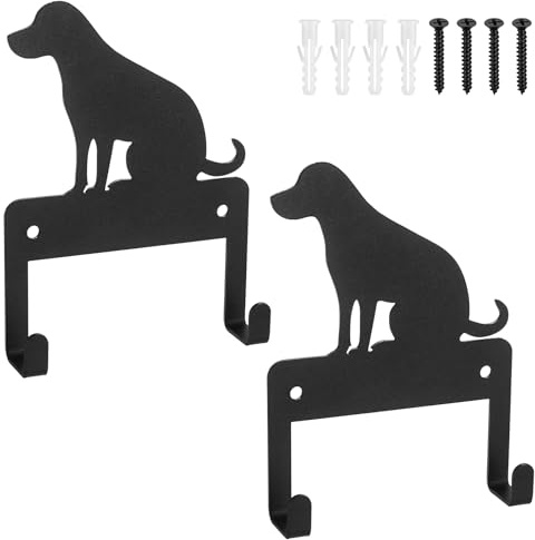 2 Pcs Key Holder for Wall, Key Hooks Wall Mounted, Key Racks Key Hangers, Black Wall Mounted Key Holder with 2 Hooks, Cute Dog Key Hooks Self adhesive or Drill, for Hallway Entryway Kitchen(Dog)