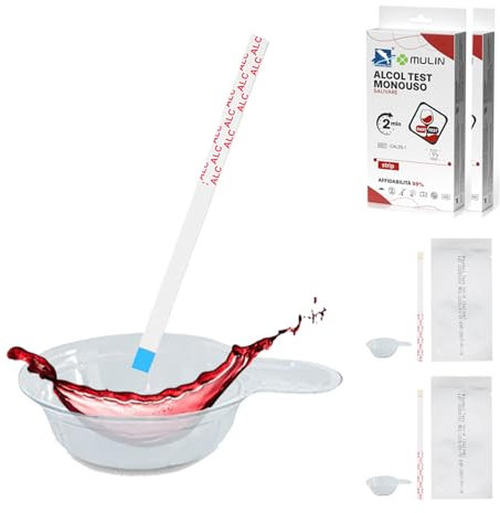 MU LIN 2X Alcol Test USA e Getta,Alcol Test Saliva(Confezionati singolarmente), etilometro monouso Portatile,Misurazione Precisa e Istantanea del Tasso Alcolemico per Viaggi, Feste e Prima di Guidare
