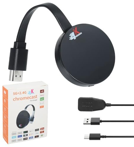 Chromecast Device for TV, 4K Miracast Dongle Wireless HDMI Display Adapter, 5GHz Chrome Cast Device Connector Support Miracast/DLNA/Airplay Compatible for Android,IOS, Windows, Mac, Projector