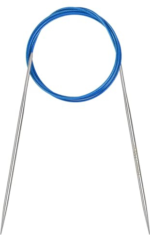 Coopay rundstickor 3,0 mm, sticknålar rund sticknål 120 cm av rostfritt stål med flexibel kabel, fast rund metallsticknål för tjocklek och fin ull stickade strumpor, tröjor, handskar, halsduk