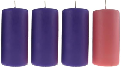 Set 4 Pezzi Candele Dell'Avvento Colorate 6x15cm