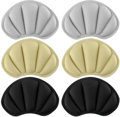 ARWIG 3 par hälkuddar för skor, skydd mot halkning, skoinlägg för stora skor, skydd mot skavsår och blåsor (Svart, Grå, Beige)